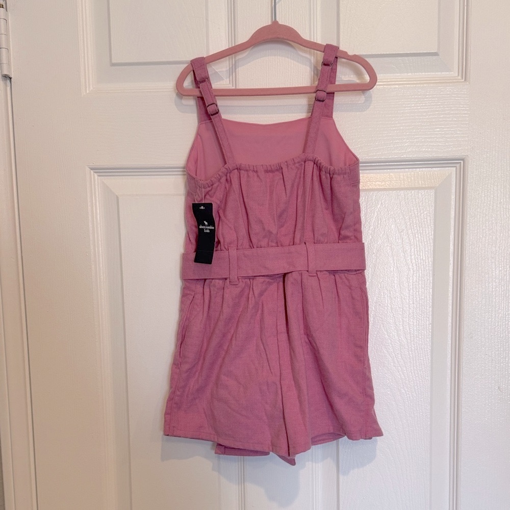 🆕 Abercrombie & Fitch kids pink romper skort belted dress size 5/6 K2 - Picture 6 of 9